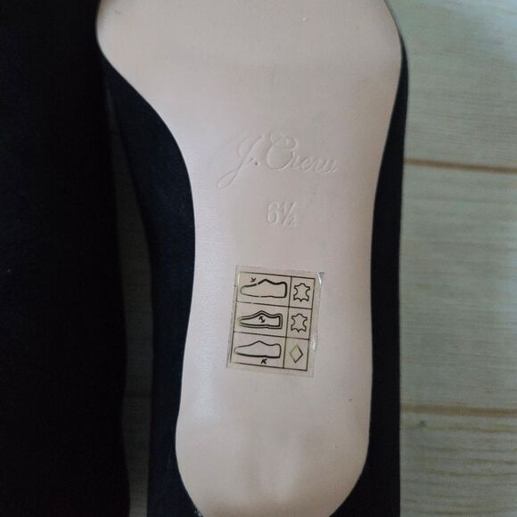 J. Crew Suede Leather Kitten Heels Pointy Toe Slide Women Shoes Size 6 1/2 Black - Picture 12 of 13